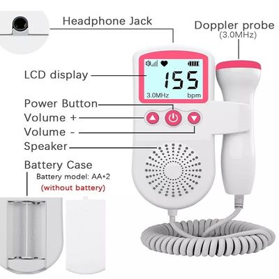 Ultrasonik Kalp Atışı Dedektörü Monitör Ev Gebelik Hamile Fetal Kalp Atışı Doppler